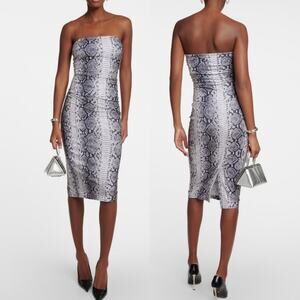 Norma Kamali Snake Print Jersey Strapless Midi Dress XL 42